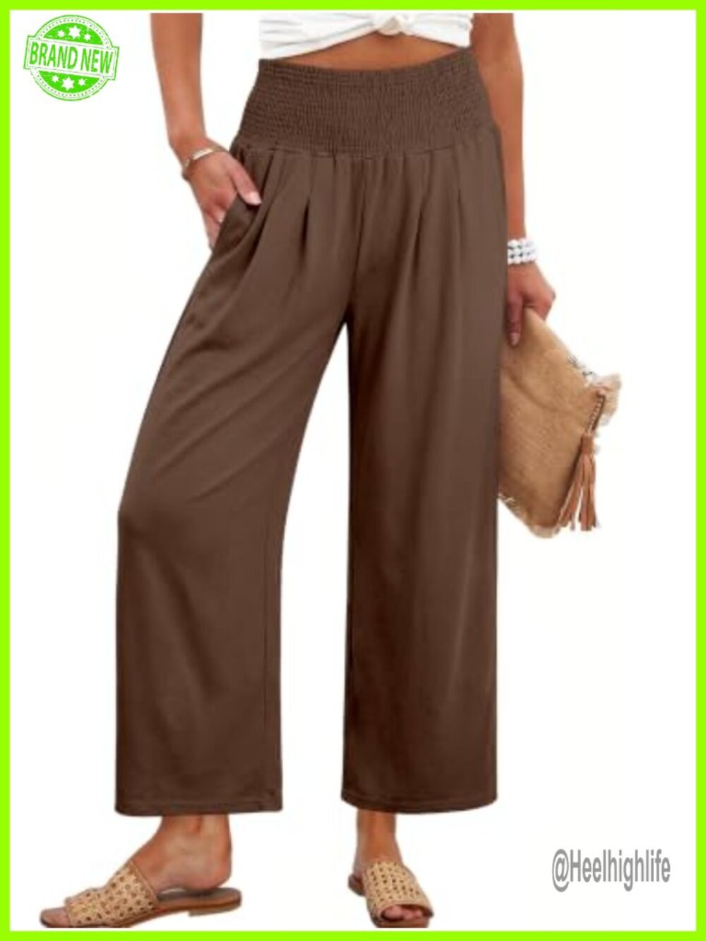 Wide Leg Palazzo Lounge Pants with Pockets High Waist Ankle Length
